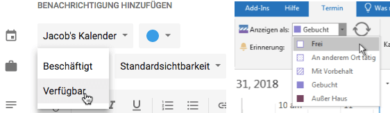 wie stellt man Verfügbarkeiten ein