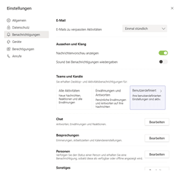 MS Teams Benachrichtigungen