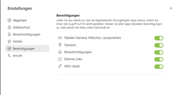 MS Teams Einstellungen Berechtigungen
