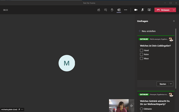 MS Forms in MS Teams Besprechungen nutzen