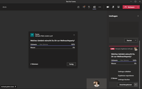 MS Forms in MS Teams Besprechungen nutzen