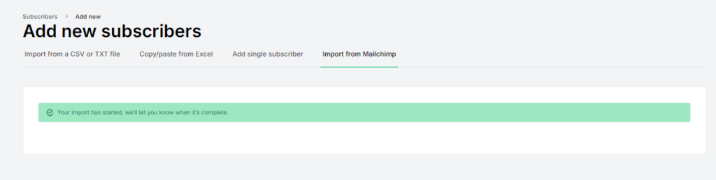 Umzug Mailchimp zu MailerLite Import 2