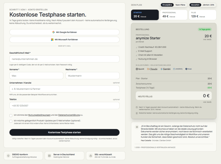 05 2026 anymize Anmeldung Testphase