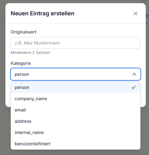 05 2026 anymize Wörterbuch Eintrag