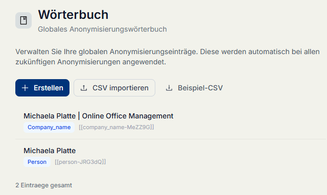 05 2026 anymize Wörterbuch mit Eintrag